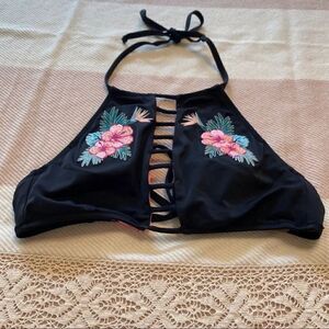 Victoria’s Secret Embroidered Black Bikini Top